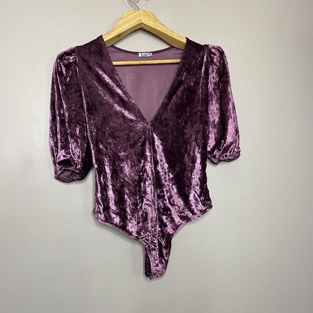 Intimately Free‎ People Don't You Wish Velvet Bodysuit Plum Women's Size S